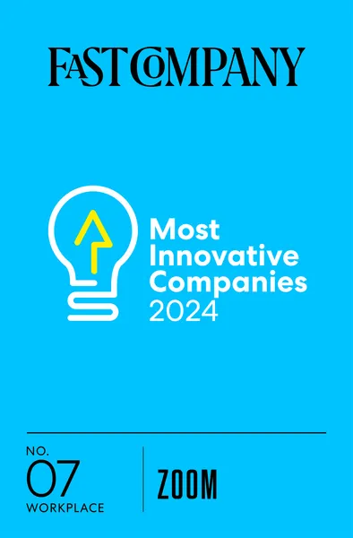 Fast Company Most Innovative Companies 2024 cover with lightbulb icon and Zoom ranked No. 07 worldwide