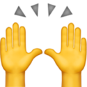 Two raised hands emoji with three gray motion lines above them