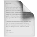Grayscale document page with curled top-right corner, showing faint text lines and a “Dear Bob” heading.