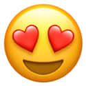 Smiling face emoji with heart-shaped eyes and a wide open mouth