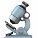 Blue microscope icon on a white background