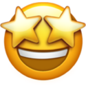 Yellow smiling emoji with star-shaped eyes, grinning broadly