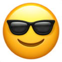 Smiling face emoji wearing black sunglasses on a yellow background