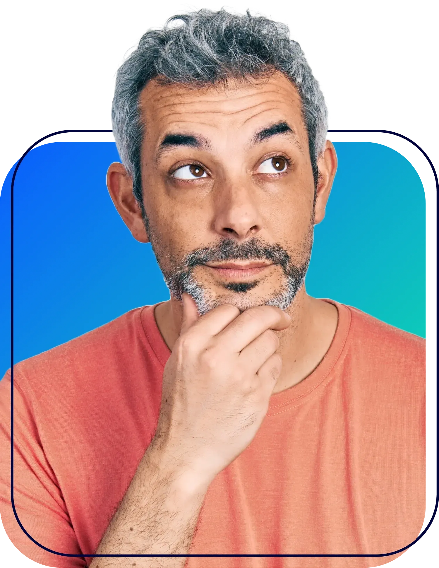 Smiling person with an afro and glasses wearing a yellow plaid shirt on a bright blue background