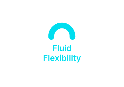 Blue logo with an arch above the words “Fluid Flexibility”