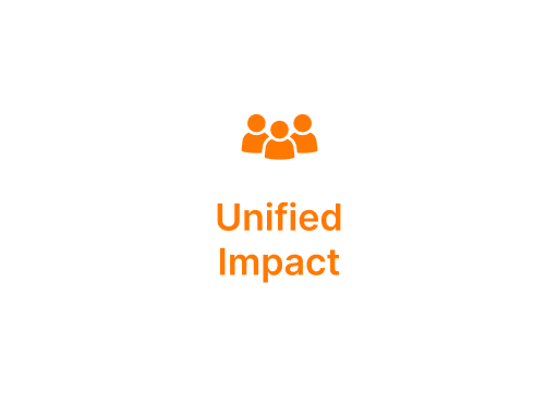 Orange “Unified Impact” logo with three people icon