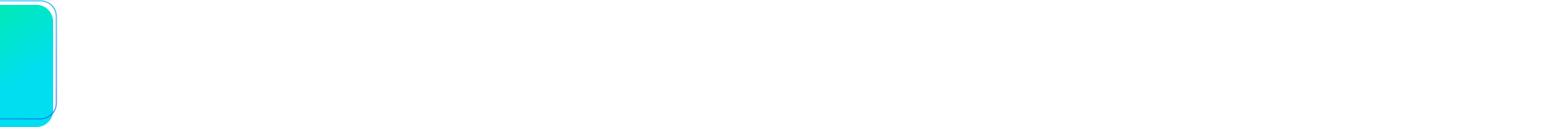 Abstract horizontal gradient bar from cyan to black to white on a white background.