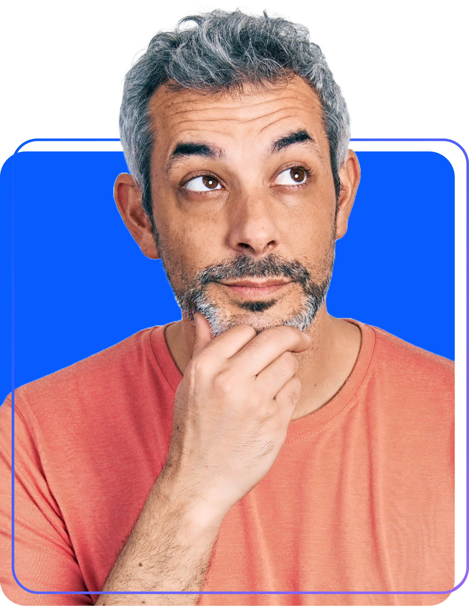 Smiling person with an afro and glasses wearing a yellow plaid shirt on a bright blue background