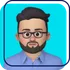 Cartoon avatar of a man with glasses, beard, and blue shirt on a turquoise background