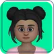 Cartoon avatar with dark hair and beard on a purple background