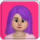 Cartoon avatar with dark hair and beard on a purple background