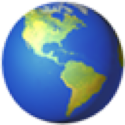 Blue-and-green globe icon showing North and South America