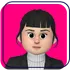 Cartoon avatar with blonde hair and cap on a pink-blue gradient background