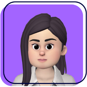 Cartoon avatar with dark hair and beard on a purple background