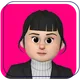 Cartoon avatar with dark hair and beard on a purple background