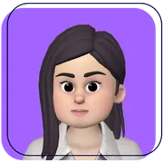 Cartoon avatar with dark hair and beard on a purple background