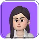 Cartoon avatar with dark hair and beard on a purple background