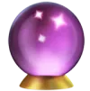 Purple crystal ball on a gold stand with white sparkles