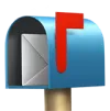 Blue mailbox with a red flag